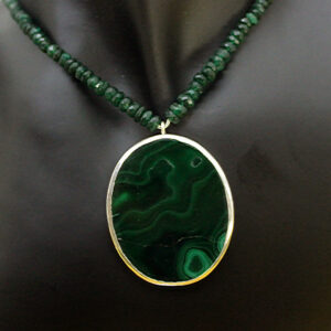 Malachite Locket with Emerald