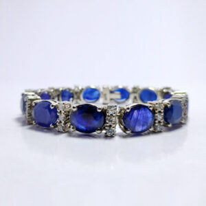 VINTAGE HIMALAYAN BLUE SAPPHIRE BRACELET WITH ZIRCONIA AND STERLING SILVER 925