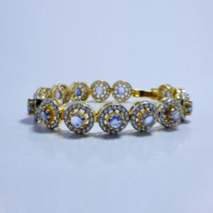 CLASSY ROUND CUT GREY SAPPHIRE BRACELET WITH ZIRCONIA, STERLING SILVER 925