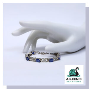 TWISTED HIMALAYAN BLUE SAPPHIRE BRACELET WITH CUBIC WHITE ZIRCONIA, STERLING SILVER 925