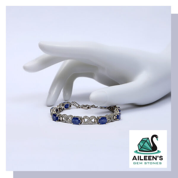 Himalayan Blue Sapphire Bracelet with Zirconia
